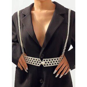 BNWT Fashion Pearl Braided Harness Belt